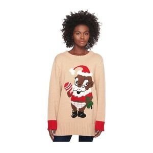 Dubgee Whoopi Baby Santa Women's Tunic Christmas Holiday Ugly Sweater Sz Small
